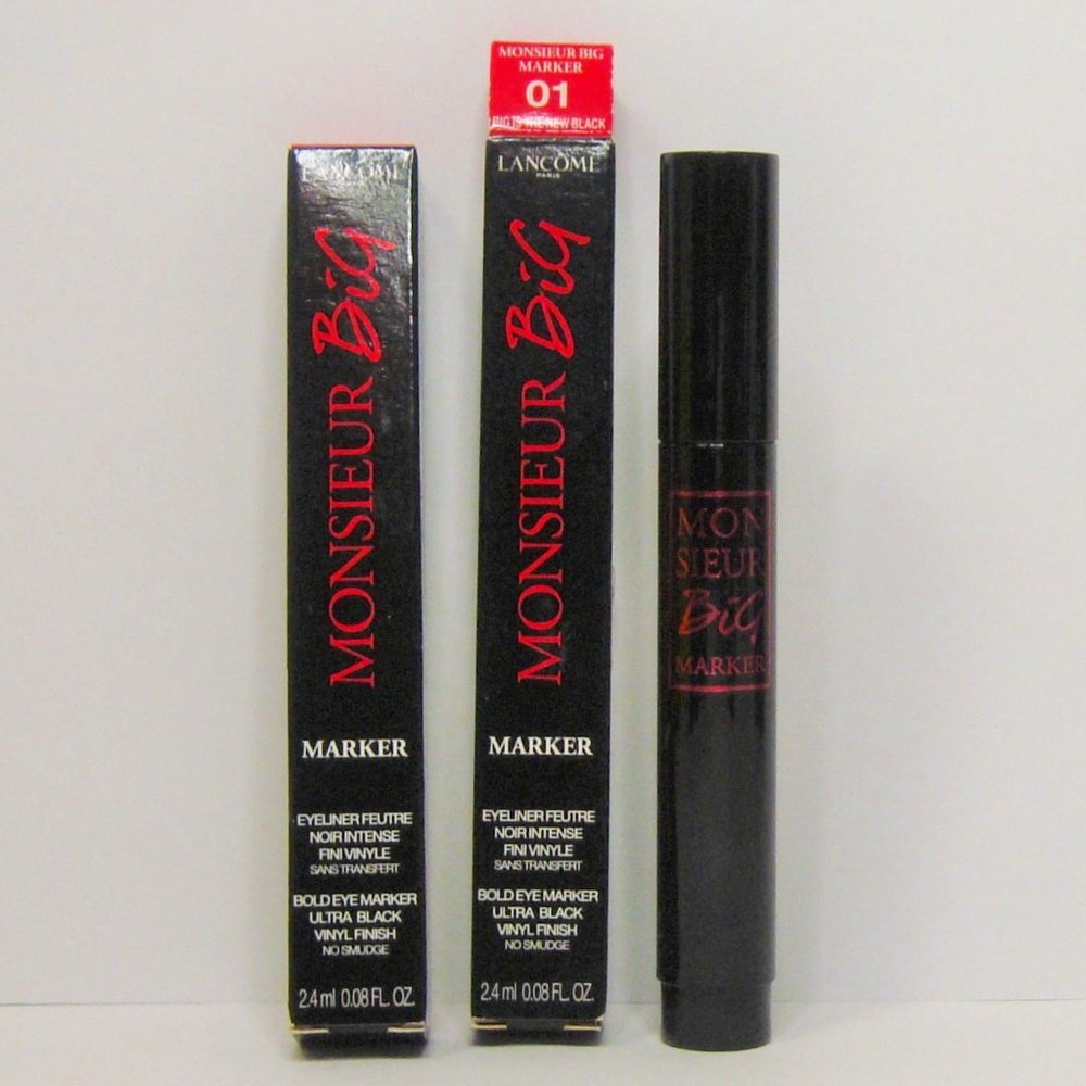 LANCOME MONSIEUR BIG MARKER 01 BLACK EYELINER (lot of 2)